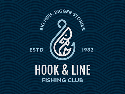 Fishing Logo Lockup branding design fish fish hook fishing graphic design identity lockup logo waves