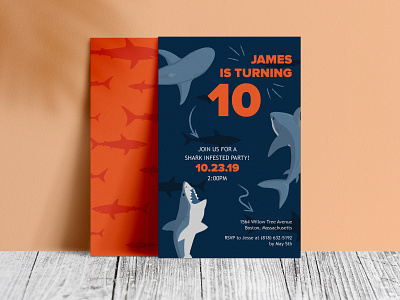 Kids Birthday Invite / Scary Sharks birthday graphic design invitation design sharks