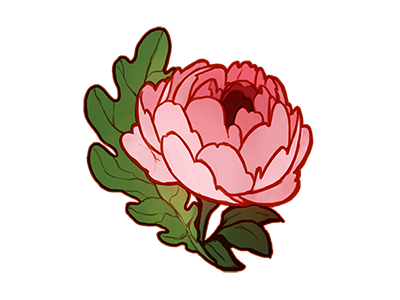 Peony and Oak design flower leaf oak peony sticker