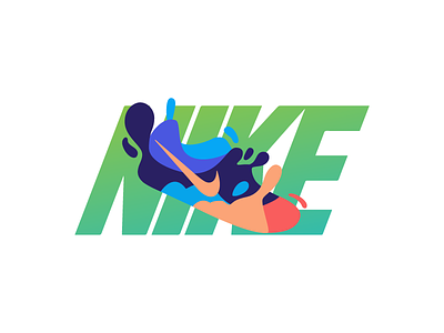 Nike ink branding color flat icon illustration ink logo nike typography vector