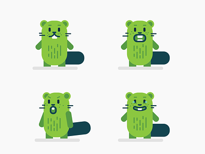 The Li'l worker abstract animals beavers builder character design expression flat illustration mascot simple