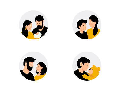 Family Avatars avatar branding color design family flat icon illustration kids siblings ui vector