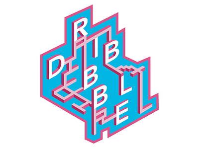 Dribbble Playground blue connect geometric illustration letters line outline perspective pink playground square typography
