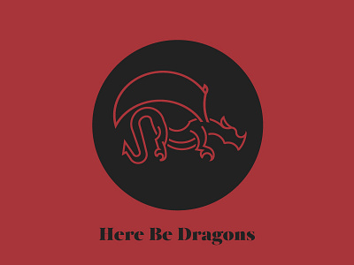 Here Be Dragons black dragon illustration red