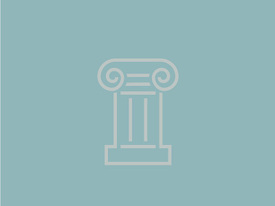 Ionic blue classical column flat greek illustration ionic line minimal pillar white