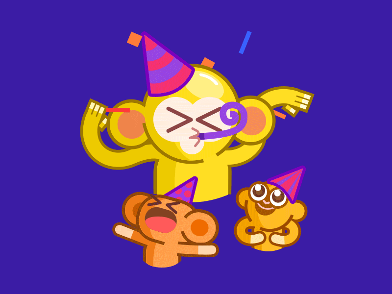 Party Hard animal animation celebration character character design dance dancing emoji gif illustration loop monkey motion
