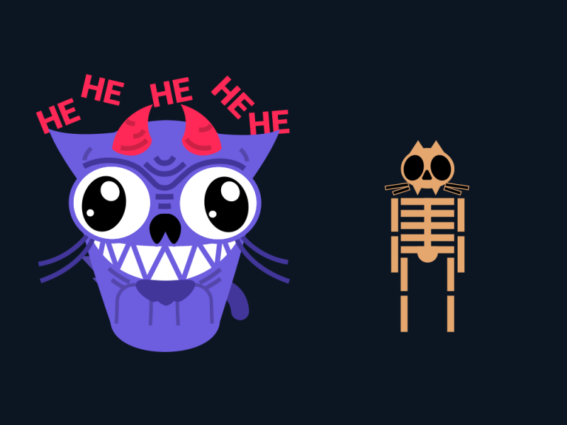 Booo animation cat cats character character design death devil emoji gif illustration loop motion skeleton