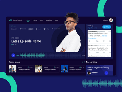 Sports pandemic podcasts dashboard design podcast podcasts record recording sport ui