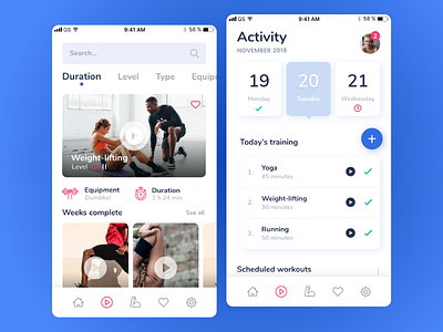 Workout app calendar ui fitness app mobile app weightlifting workout app workouts