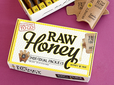 HoneyPax Packaging gold honey packaging script yellow