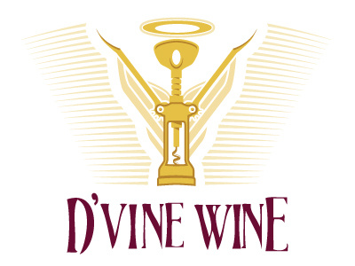 D'vine wine logo revised concepts angel bar choir drink gold halo logo mythical religious wine