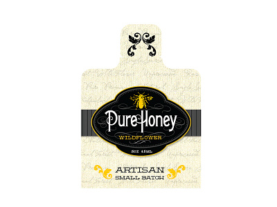 Pure Honey Packet black gold honey label packaging vintage