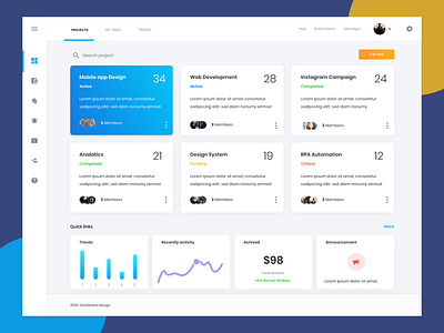 Dashbaord_project management (Web) app color creative dailyui development explore futuristic landing layout light management project quick theme ui web