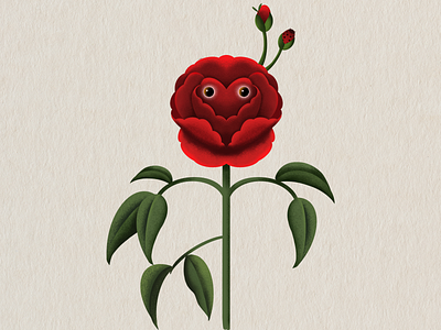 Red rose art floral flower illustration rose vintage