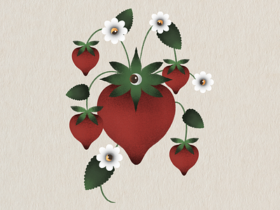 strawberry art eyes illustration strawberry vintage