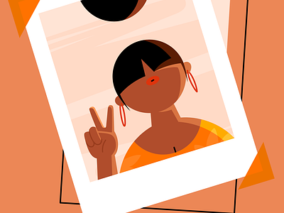 Polaroid character illustration instagram polaroid selfie social vector woman