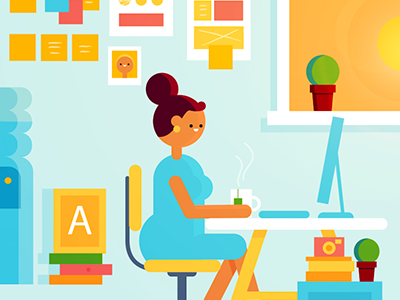 Office character desk illustration office vector