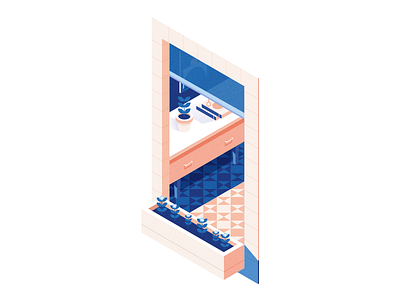 Window blue house illustration isometric vector window