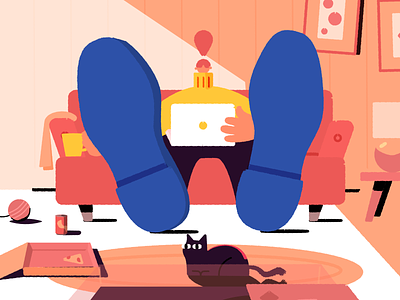 Streaming affinity affinity designer character illustration laptop living room streaming vector