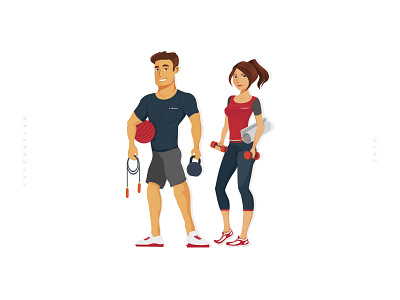 Fitness Trainers characters coach fitness gym illustration trainer training vector