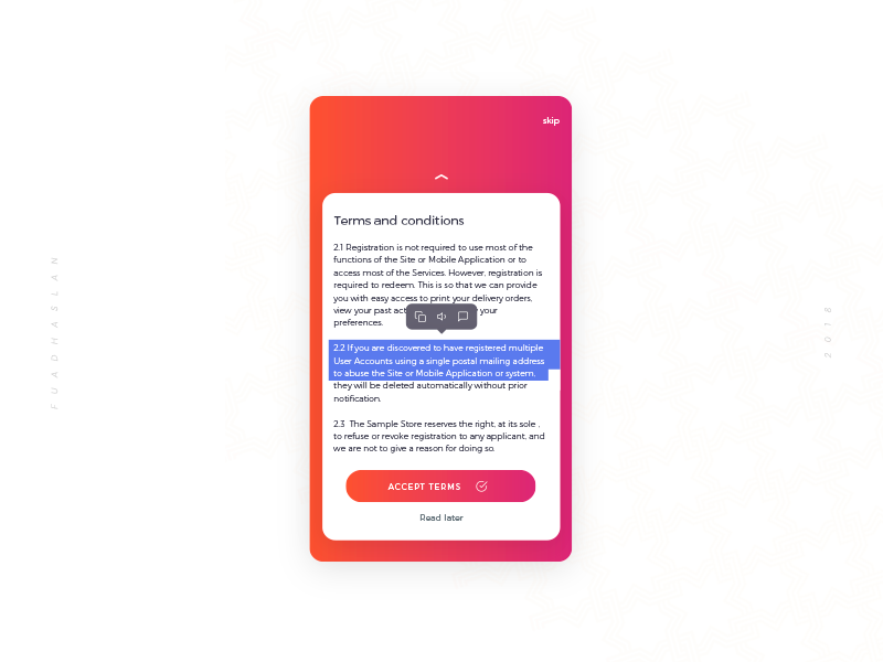 Daily UI #004 - Terms and conditions select terms and conditions ui daily challenge app
