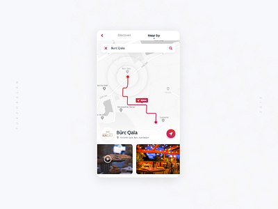 Daily UI #006 - Map app azerbaijan challenge daily direction discover location map near by restaurant search ui