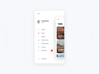 Daily UI #009 - Navigation app challenge daily ui favorites menu navigation profile tour travel trip ui