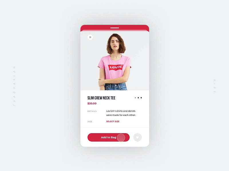 Daily UI #010 - E-Commerce after effects animation animations app basket bag color daily ui ecommerce fashion levis product select color size t shirt
