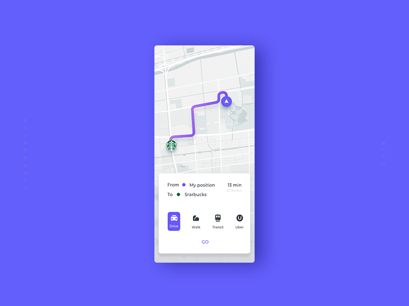 Daily UI #0014 - Map app dailui filter map map ui maps starbucks track tracking train uber ux walk