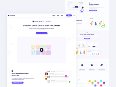 Sentistocks Landing Page chart colors dashboard emoji emojis emotions landing landing page product ui video