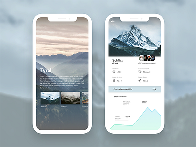 Alps App Concept app blue cold detail interface iphone mobile mountains ski view