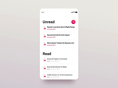 Mandatory Reads App design documents interaction list minimal mobile pdf search searchbar ui