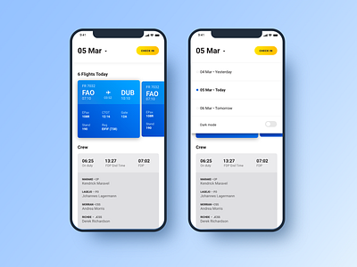 EFL blue detail dropdown list minimal mobile travel ui