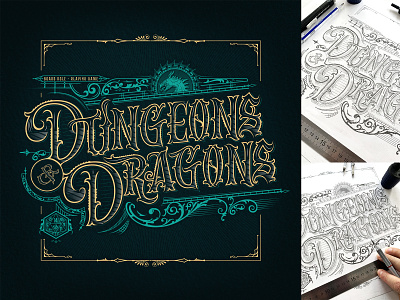 Fan art Lettering "Dungeons & Dragons" calligraphy custom design illustration lettering logo print type typography vector