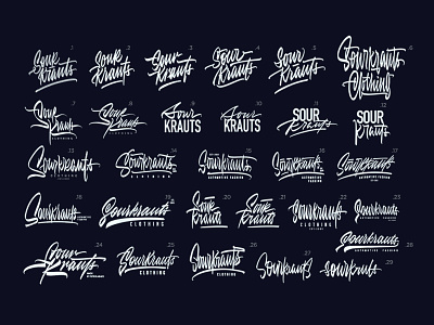 Sourkrauts lettering logo calligraphy clothing design illustration lettering logo t-shirt type typography