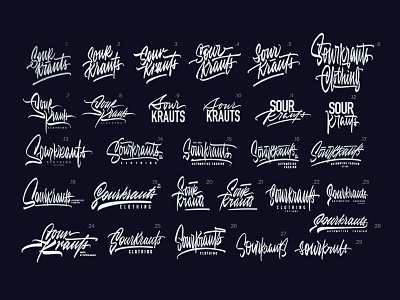Sourkrauts lettering logo calligraphy clothing design illustration lettering logo t shirt type typography