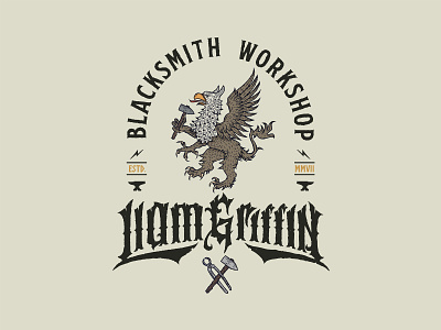 Print design for a blacksmith shop. branding calligraphy clothing design illustration lettering logo type typography