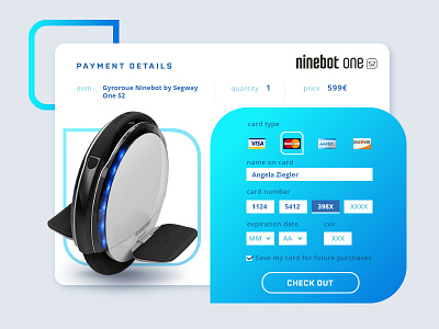 Daily UI #002 - Credit Card Checkout checkout daily ui daily ui challenge interface ninebot product design ui ux wheel