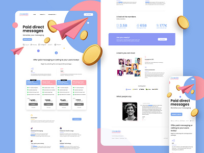 Paid DM Landing Page branding clean design flat gradient gradients interface smooth typography ui