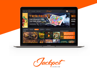 Jackpot Casino Desktop UI branding casino dark theme design flat gradient jackpot logo minimalist ui user interface