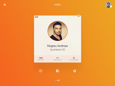 dribble profile page clean dribbble flat gradient orange page profile redesign ui