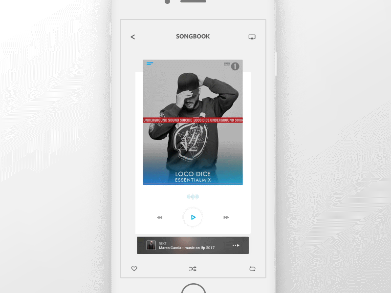 Songbook - Music Player animated cream flat interface music player screen shoot smooth ui user white