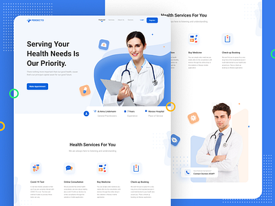 Medical Website Landing Page Design - Perdecto app branding design graphic design illustration logo medical medicalwebsite typography ui ux vector website