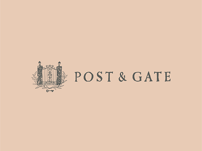 Post & Gate Logo crest hand type illustration logo