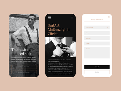 Website for Suitart black dark design minimal mobile responsive sexy stylish swiss switzerland typography ui web