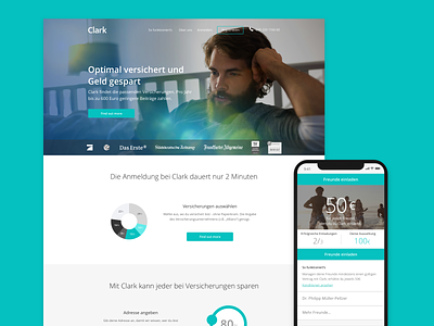Clark - insurance app app clark digital german insurance mobile startup ux uxui visual web website