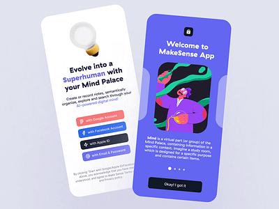 Mind Palace App / Mobile Auth & Onboarding app auth log in mind mind palace mobile oauth omboarding sign in tutorial ui