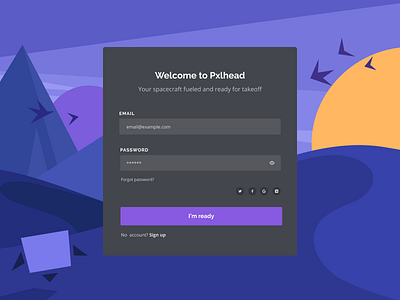 Sign in form design form illustration landscape log in planet sign in sunset ui web