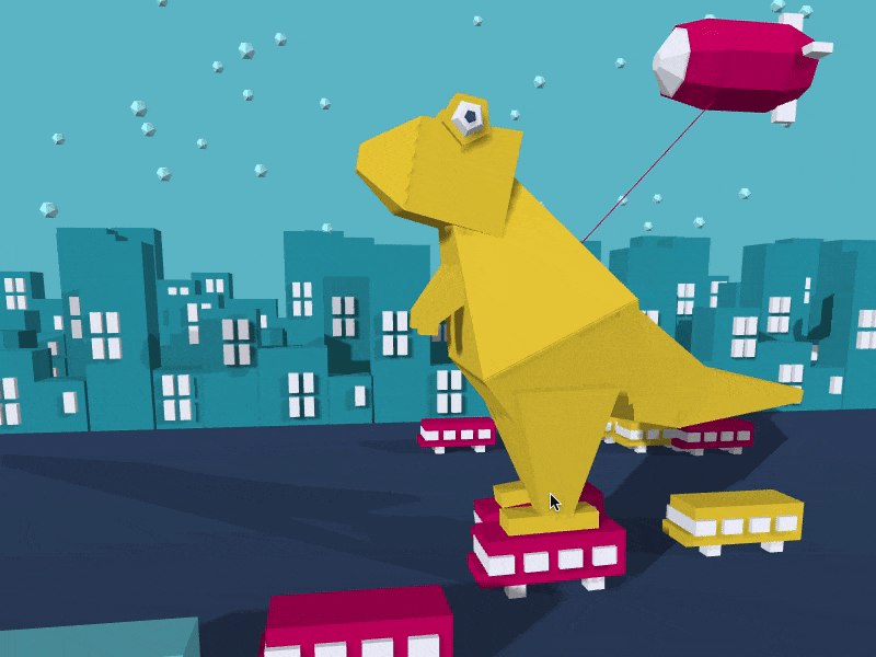 Dino Skater 3d animation character code codepen dinosaur three.js threejs web webgl