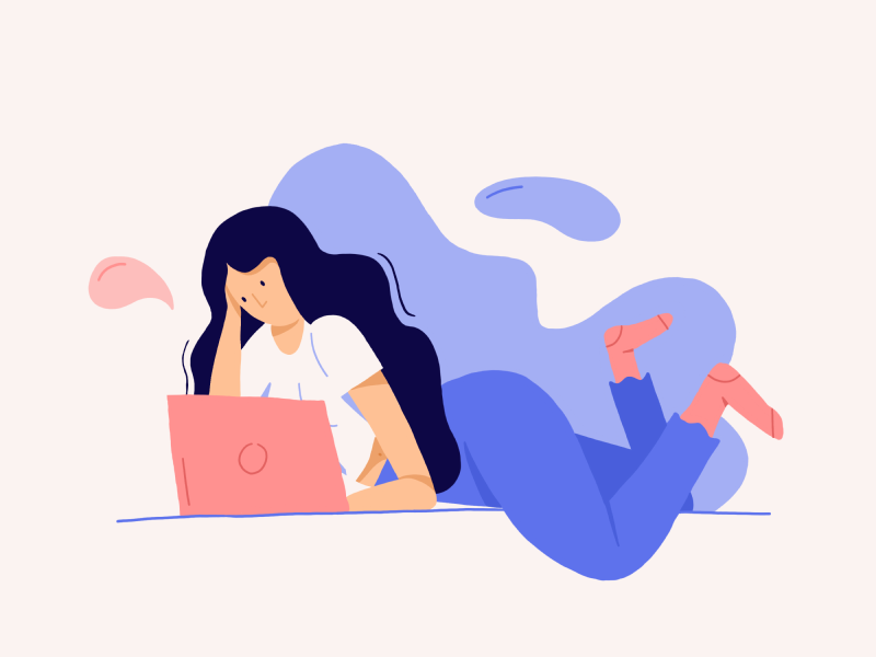 Remote work rules cute website people office character notebook woman procreate remote work work story design illustration